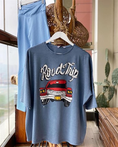 Taş Yıkamalı Tshirt (İNDİGO)