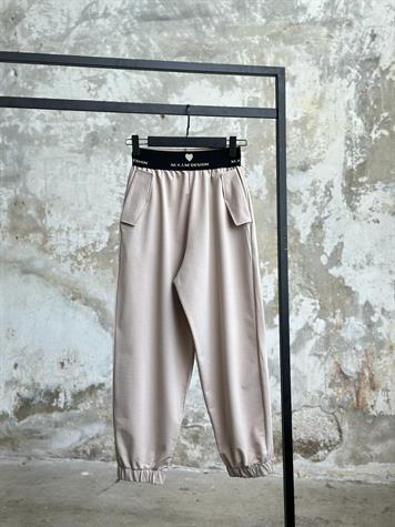 Belden Lastik Detaylı Kadın Pantolon (Bej)