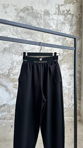 Belden Lastik Detaylı Kadın Pantolon (Siyah)