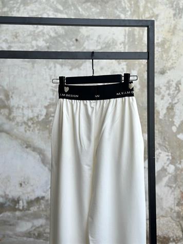 Belden Lastik Detaylı Kadın Pantolon (Beyaz) 