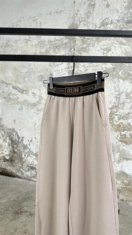 Belden Lastik Yazı Detaylı Pantolon (Bej)