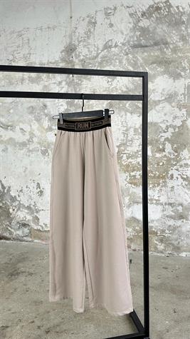 Belden Lastik Yazı Detaylı Pantolon (Bej)