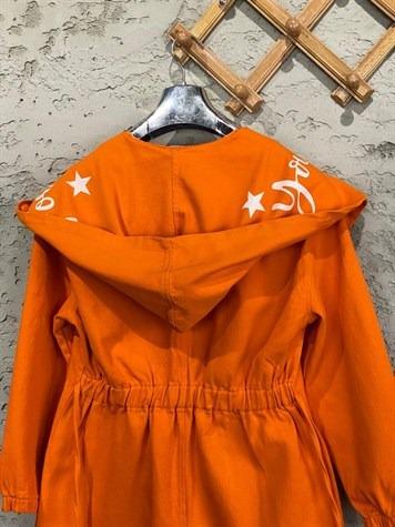 Tasarım Belden Lastikli Gabardin Dokulu Ceket (Oranj)