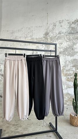Bol Paça Büzgü Detaylı Pantolon (Antrasit)