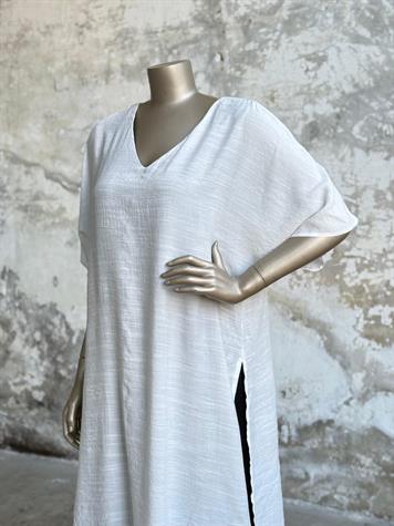 Tasarım Çift Katlı V Yaka Basic Elbise (Beyaz)