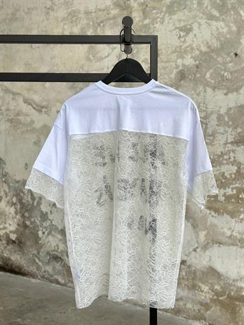 Tasarım Dantel İşçilikli Tişört (Beyaz)