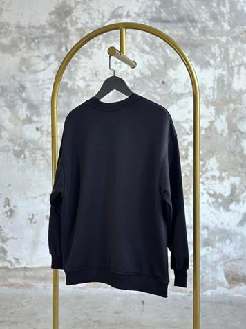 Tasarım Denim Kalp Detay Ve Taş İşçilikli Sweat (Siyah)