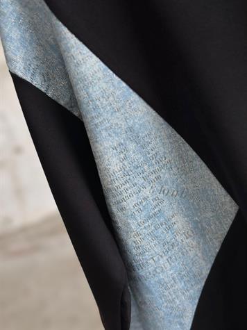 Tasarım Denim Kot Üzeri Varak Yazı Baskılı Takım (Siyah)