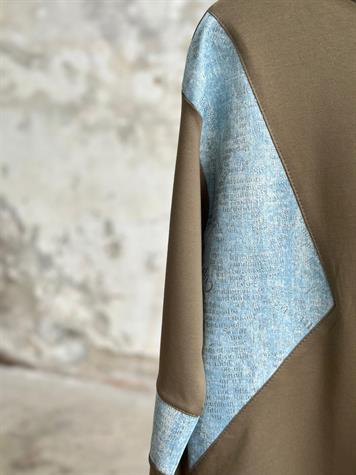 Tasarım Denim Kot Üzeri Varak Yazı Baskılı Takım (Haki)
