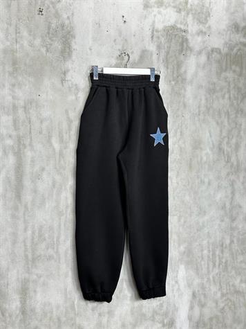 Tasarım Denim Kot Yıldız Desenli Kadın Takım (Siyah)