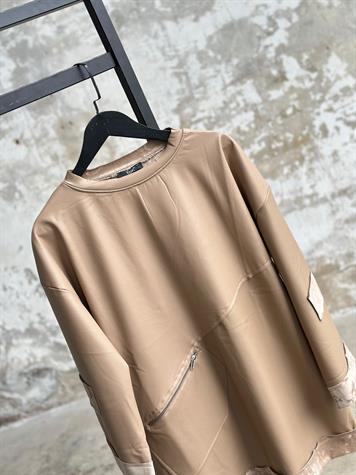 Deri İçi Nubuk Kumaş Tunik Sweat (Bej)