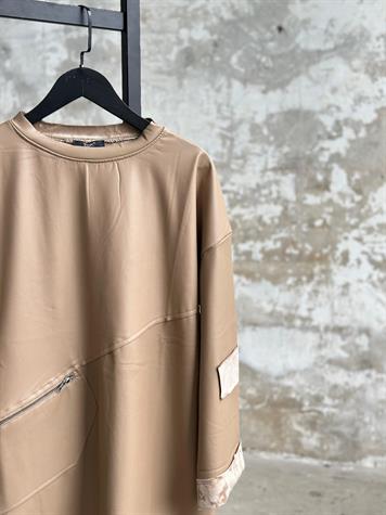 Deri İçi Nubuk Kumaş Tunik Sweat (Bej)
