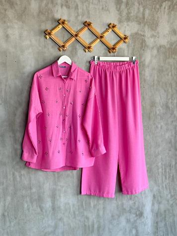 Tasarım Keten Takım(Pembe)