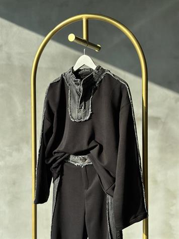 Tasarım Kot Detaylı Takım (Siyah)