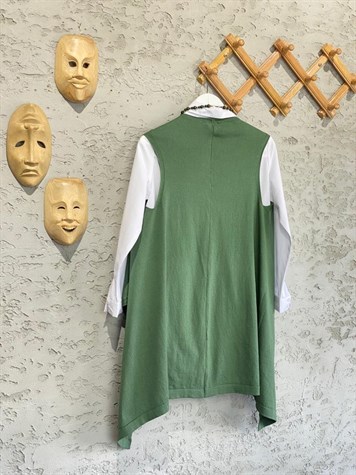 Tasarım Model Asimetrik Kesim Yelek (Haki)