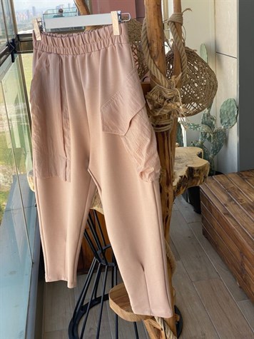 Tasarım Model Cep Detaylı Yarı Şalvar Pantolon (bej)