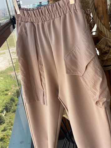 Tasarım Model Cep Detaylı Yarı Şalvar Pantolon (bej)