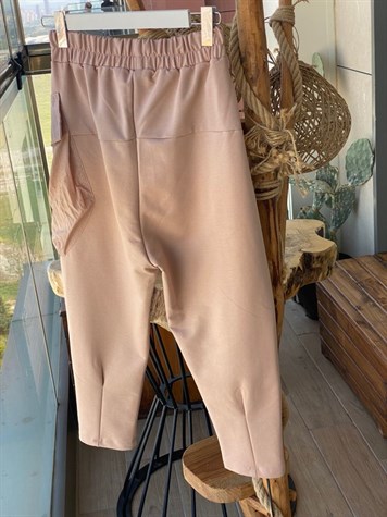 Tasarım Model Cep Detaylı Yarı Şalvar Pantolon (bej)