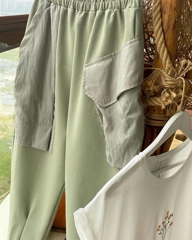 Tasarım Model Cep Detaylı Yarı Şalvar Pantolon (Haki)