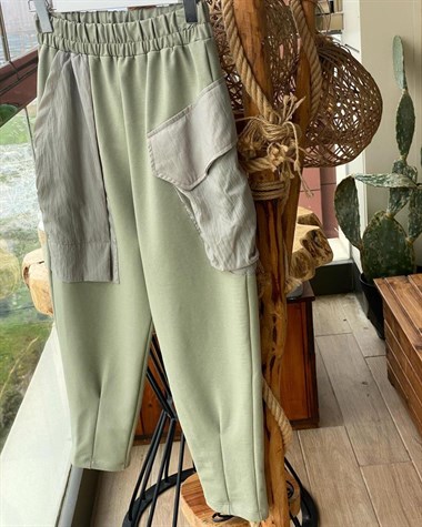 Tasarım Model Cep Detaylı Yarı Şalvar Pantolon (Haki)