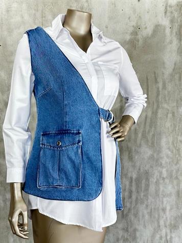 Tasarım Model Denim Yelek (Mavi)