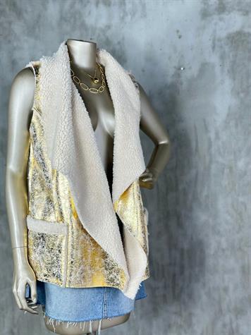 Tasarım Model Peluş Varaklı Yelek (Gold)