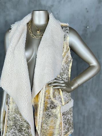 Tasarım Model Peluş Varaklı Yelek (Gold)