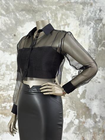 Tasarım Model Organze Gömlek (Siyah)