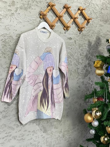 Tasarım Model Tunik Kazak (Lila)