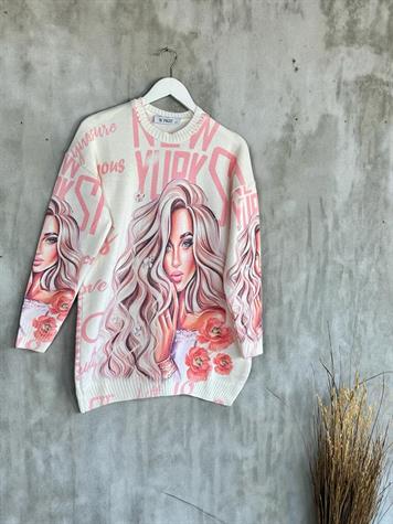Tasarım Model Tunik Kazak (Pembe)