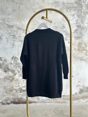 Tasarım Organze Çiçek Detaylı Kristal Taş İşçilikli Hırka (Siyah)