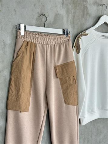 Tasarım Paraşüt Cep Detaylı Şalvar Model Pantolon (Bej)