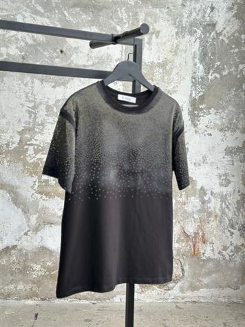 Tasarım Serpme Kristal Taş İşçilikli Tişört (Siyah)