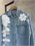 ÖN SİPARİŞE AÇILMIŞTIR...Tasarım Çiçek Bahçesi Taş İşlemeli Denim Gömlek(Mavi)