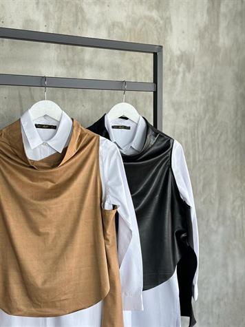 Tasarım Yandan Fermuarlı Nubuk Süveter (TABA)
