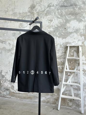 Tasarım Yazı Baskılı Kadın Blazer Ceket (Siyah) 