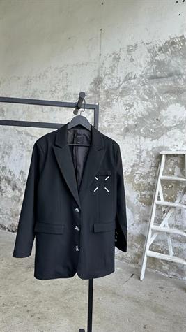 Tasarım Yazı Baskılı Kadın Blazer Ceket (Siyah) 