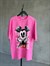 Tasarım Yazılı Mickey Taş Yıkama Oversize Dokuma Tişört (Pembe)