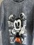 Tasarım Yazılı Mickey Taş Yıkama Oversize Dokuma Tişört (Antrasit)
