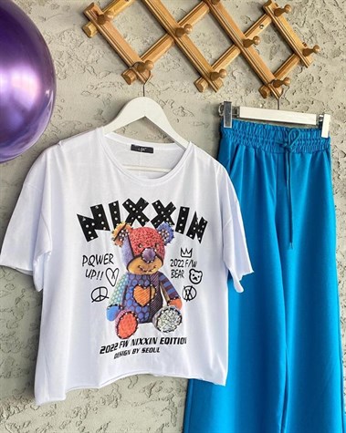 Teddy Bear Taş İşçilikle Tshirt