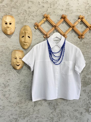 Tek Cepli Kısa Kollu Gömlek (Beyaz)