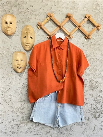 Tek Cepli Kısa Kollu Gömlek (Oranj)