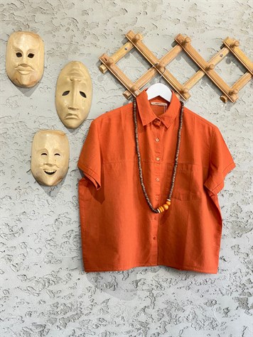 Tek Cepli Kısa Kollu Gömlek (Oranj)