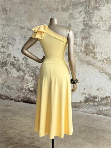 Tek Omuz Fiyonk Detaylı Elbise (Sarı)