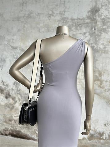 Tek Omuz Kadın Elbise (Gri)