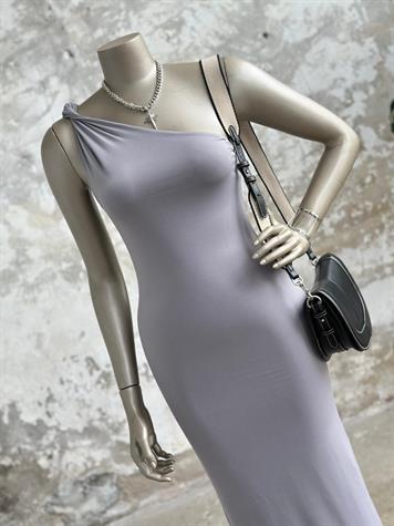 Tek Omuz Kadın Elbise (Gri)