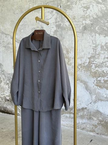 Tensel Kumaş Şalvar Model Takım (Antrasit)