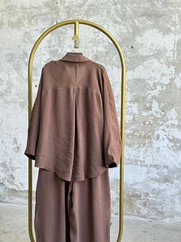 Tensel Kumaş Şalvar Model Takım (Kahve)