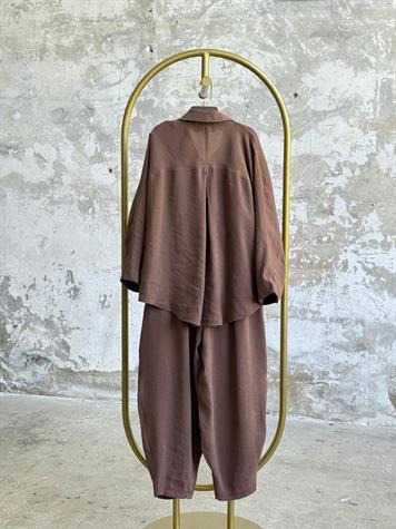 Tensel Kumaş Şalvar Model Takım (Kahve)