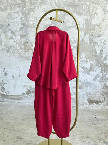 Tensel Kumaş Şalvar Model Takım (Kırmızı)